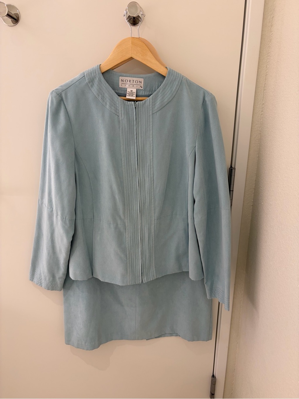 Norton Light Blue Women's Zip-Front Blazer and Skirt